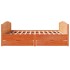Cama sin colchón madera maciza de pino marrón cera 200x200