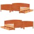 Cama sin colchón madera maciza de pino marrón cera 200x200