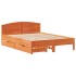 Cama sin colchón madera maciza de pino marrón cera 160x200