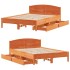 Cama sin colchón madera maciza de pino marrón cera 160x200