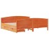 Cama sin colchón madera maciza de pino marrón cera 160x200