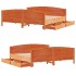 Cama sin colchón madera maciza de pino marrón cera 160x200