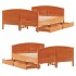 Cama sin colchón madera maciza de pino marrón cera 140x200