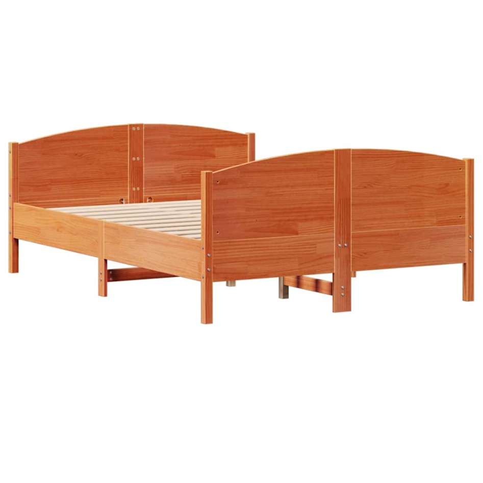 Estructura de cama sin colchón madera maciza marrón 135x190