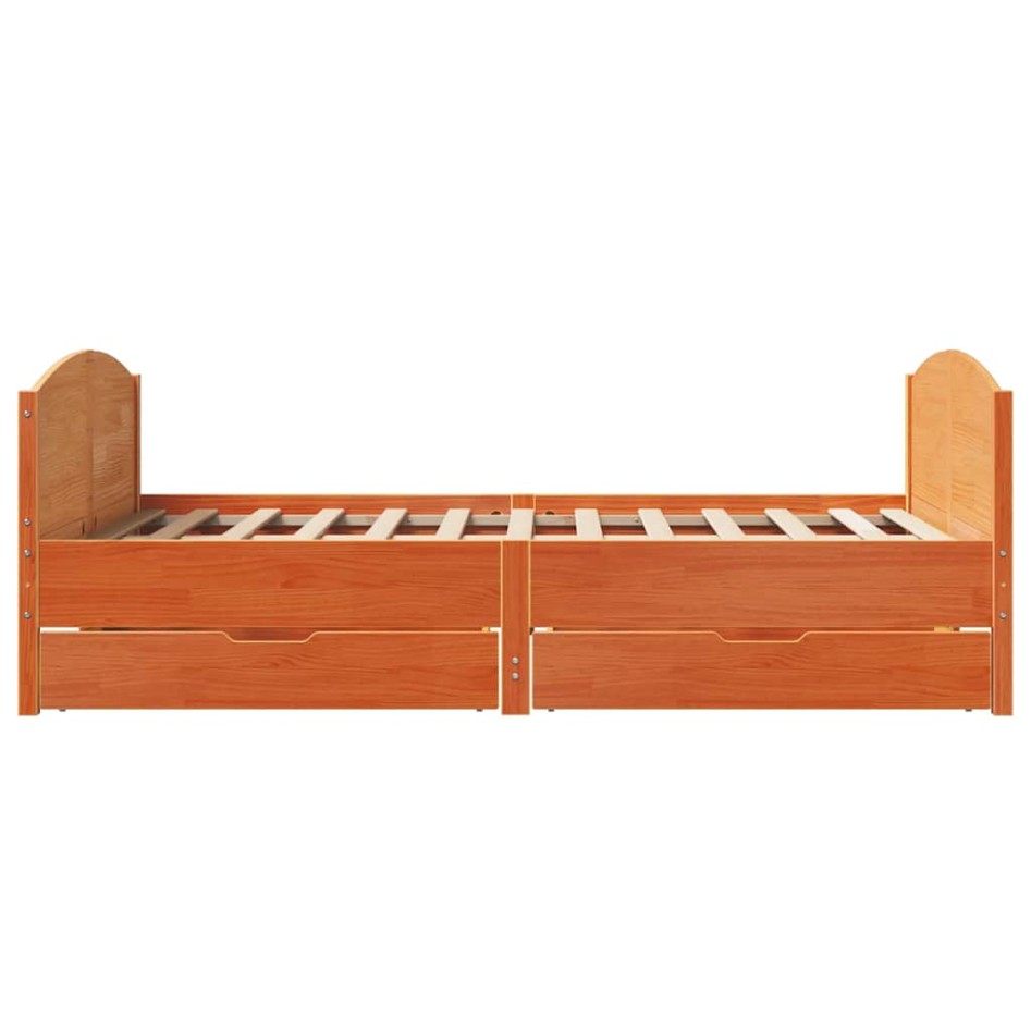 Estructura de cama sin colchón madera maciza marrón 135x190