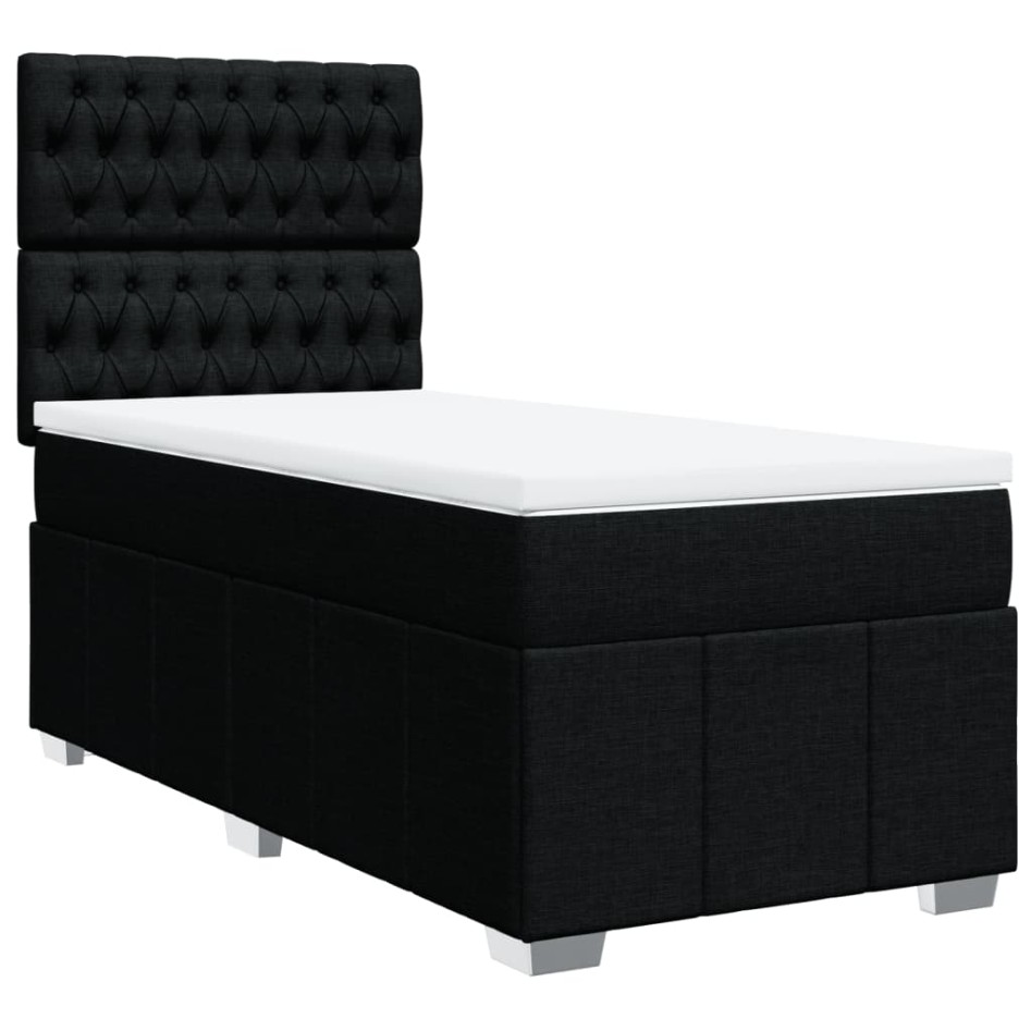 Cama box spring con colchón tela negro 90x190