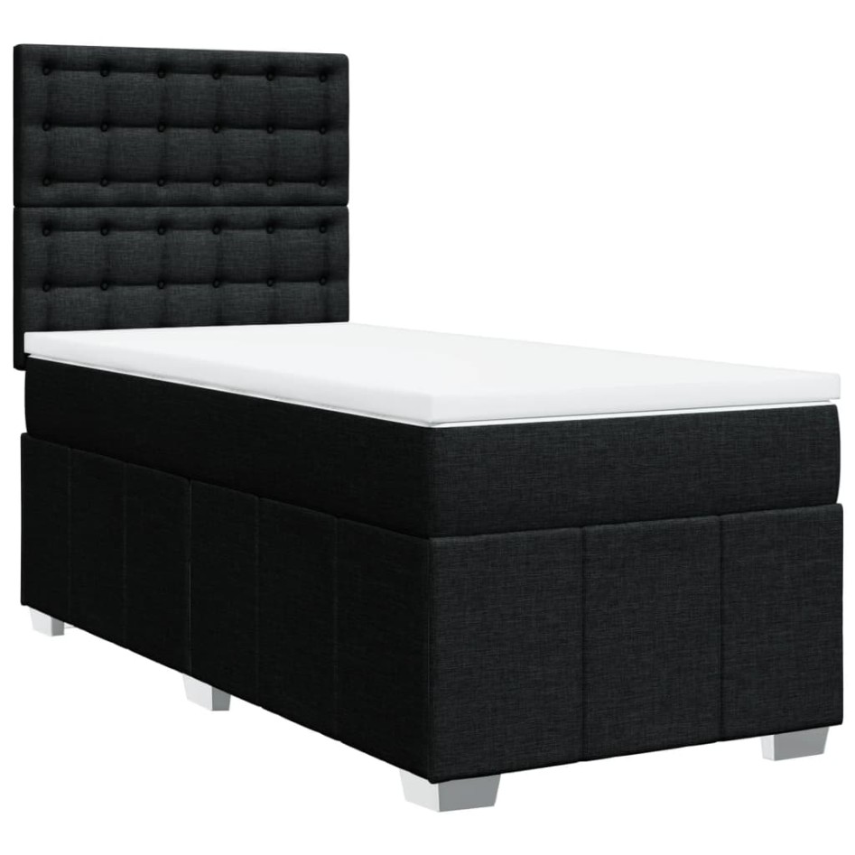 Cama box spring con colchón tela negro 90x190