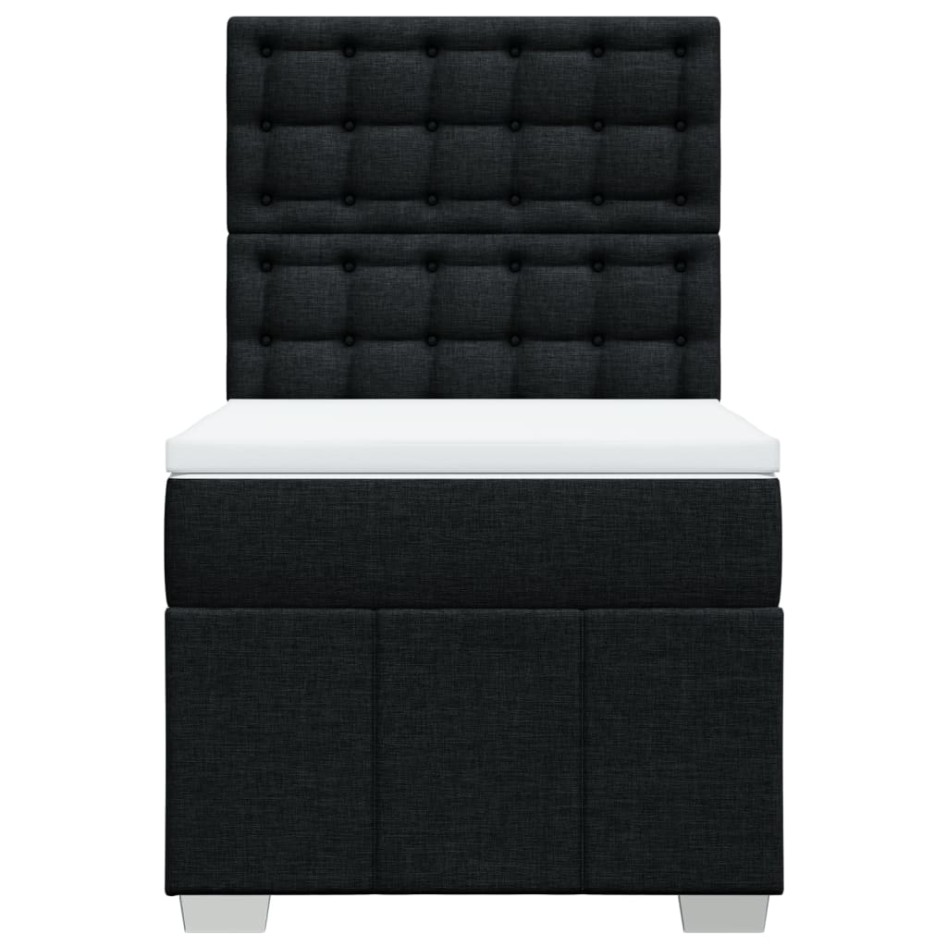 Cama box spring con colchón tela negro 90x190