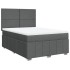 Cama box spring con colchón tela gris oscuro 140x190