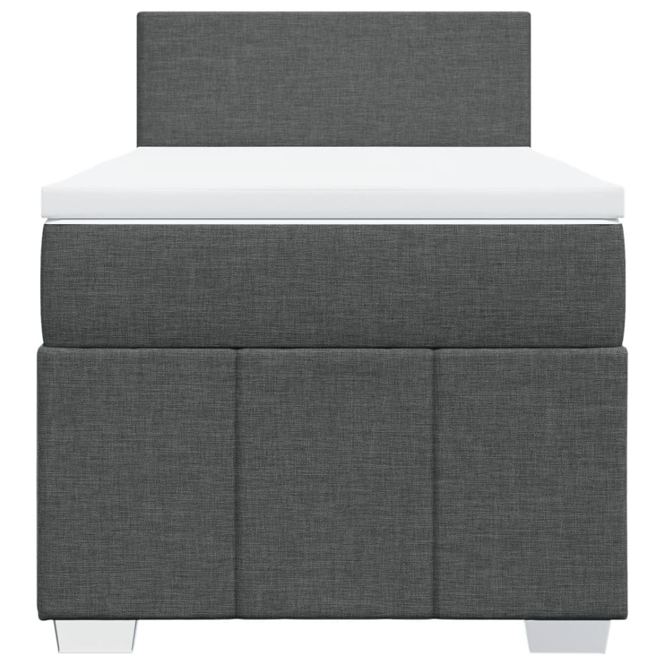 Cama box spring con colchón tela gris oscuro 100x200