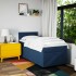 Cama box spring con colchón tela azul 100x200