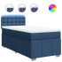 Cama box spring con colchón tela azul 100x200