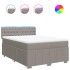 Cama box spring con colchón tela gris taupe 140x190