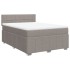 Cama box spring con colchón tela gris taupe 140x200