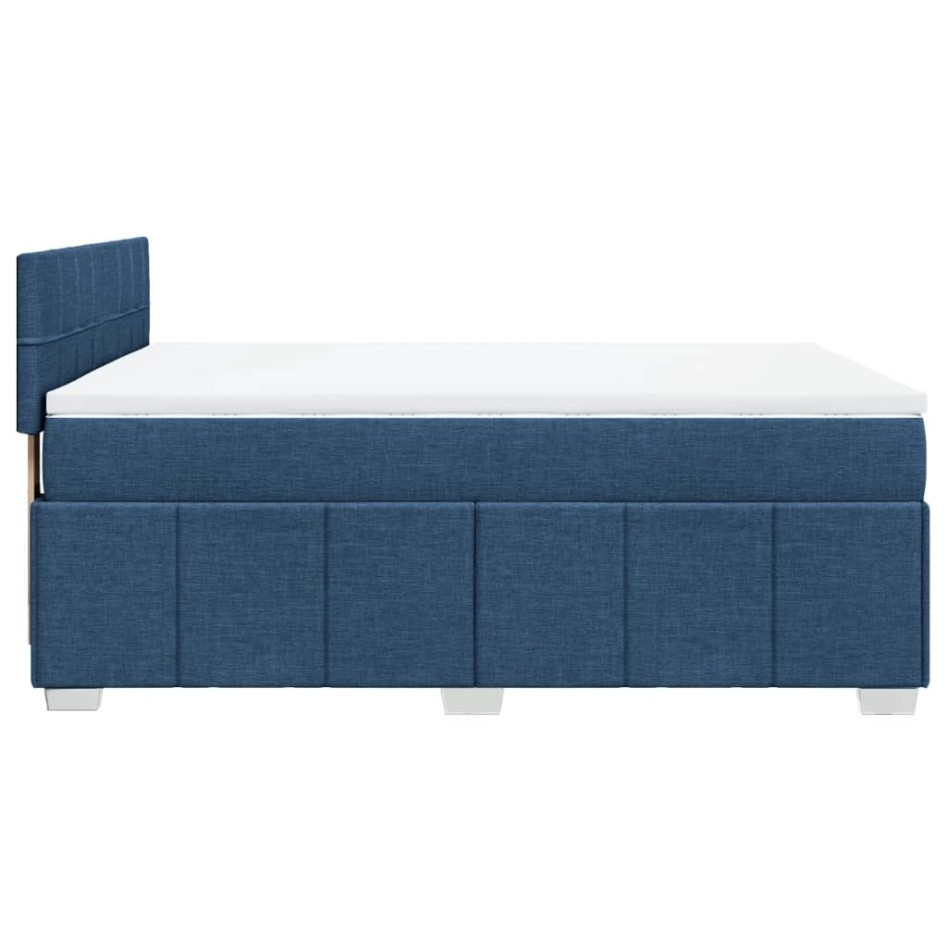 Cama box spring con colchón tela azul 140x200