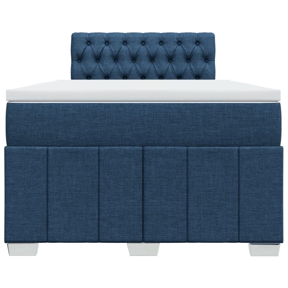 Cama box spring con colchón tela azul 120x190