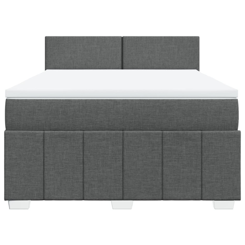 Cama box spring con colchón tela gris oscuro 140x190