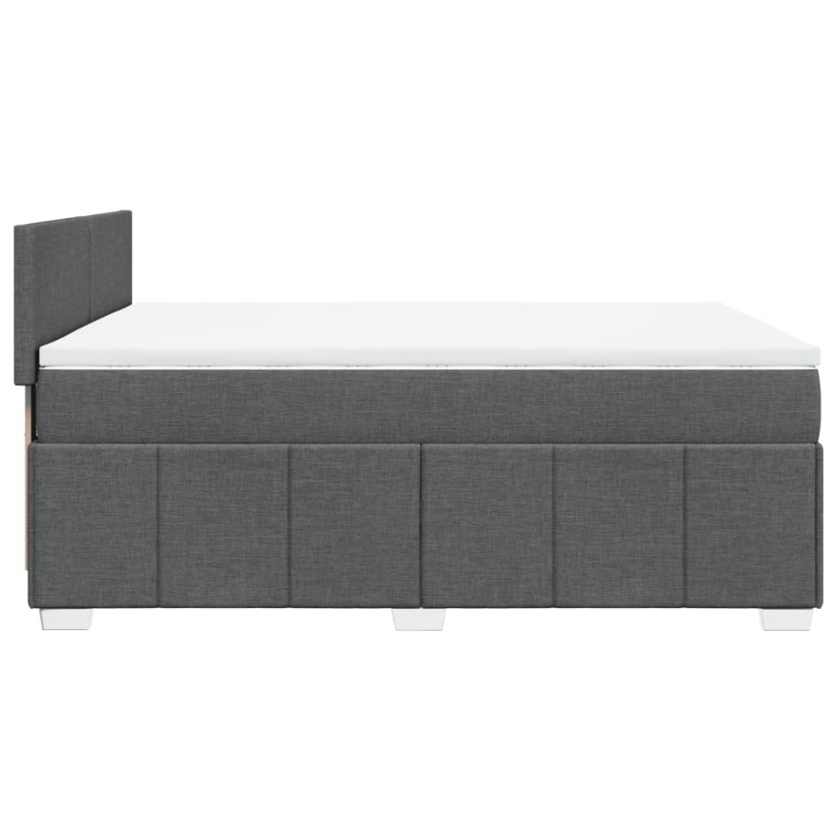 Cama box spring con colchón tela gris oscuro 140x190