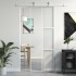 Puerta corredera vidrio templado y aluminio blanca 76x205