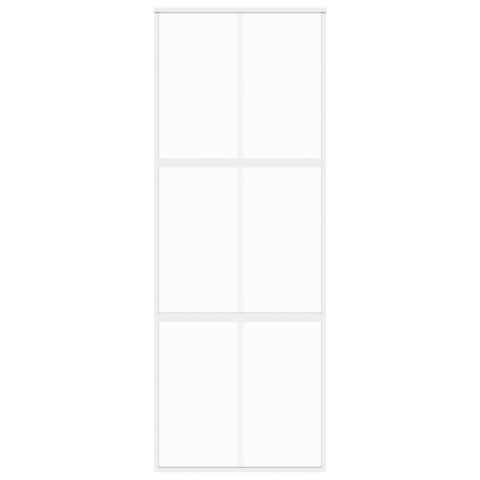 Puerta corredera vidrio templado y aluminio blanca 76x205