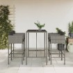 Set de muebles de bar 5 piezas con cojines ratán sintético gris