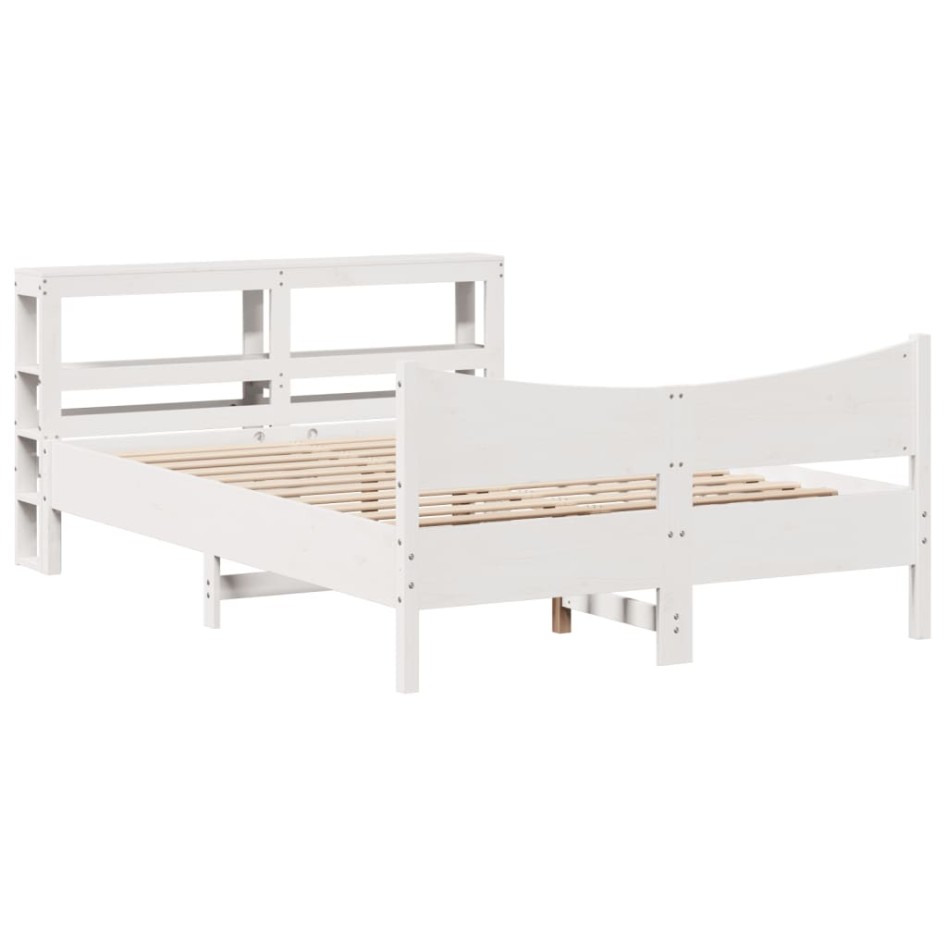 Estructura de cama con cabecero madera pino blanco 160x200