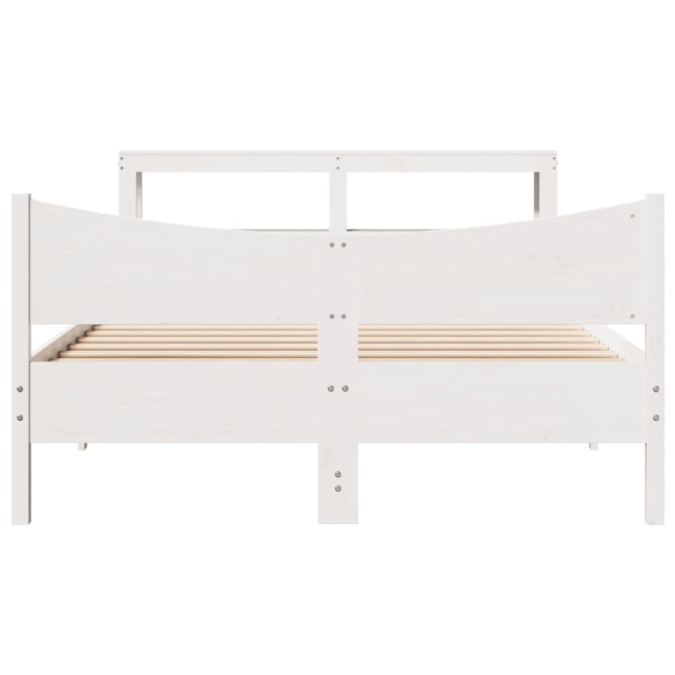 Estructura de cama con cabecero madera pino blanco 160x200