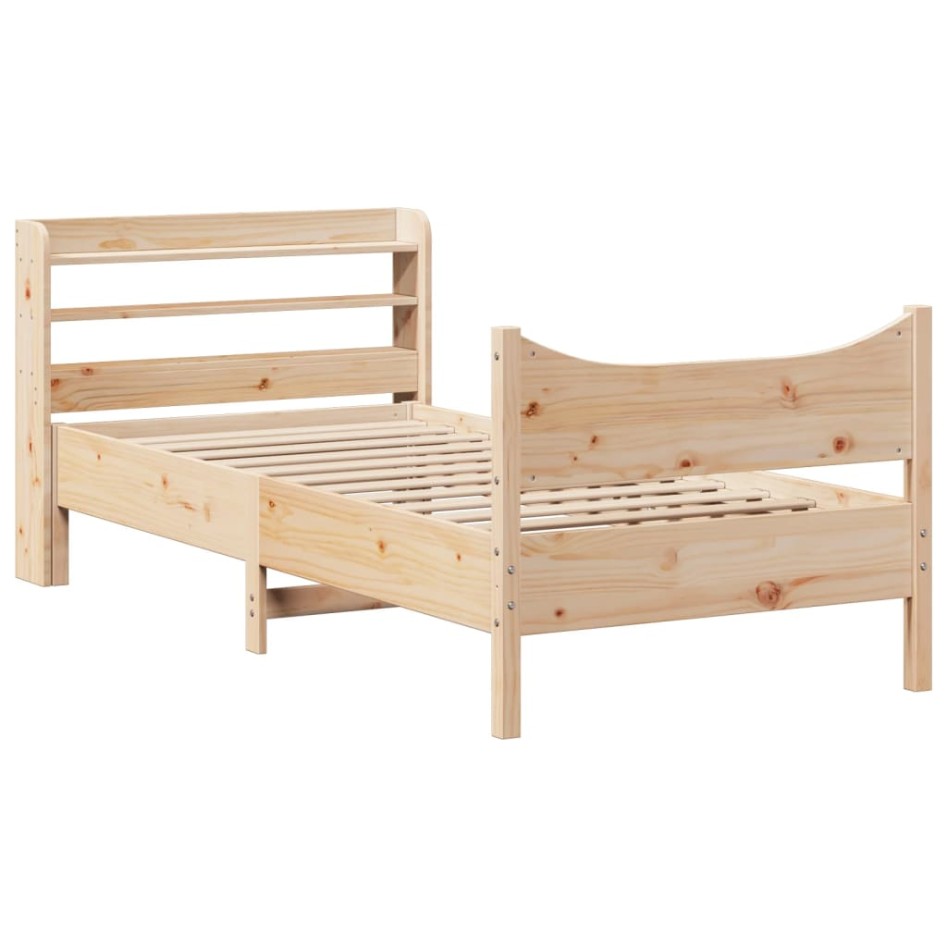 Estructura de cama con cabecero madera maciza pino 75x190