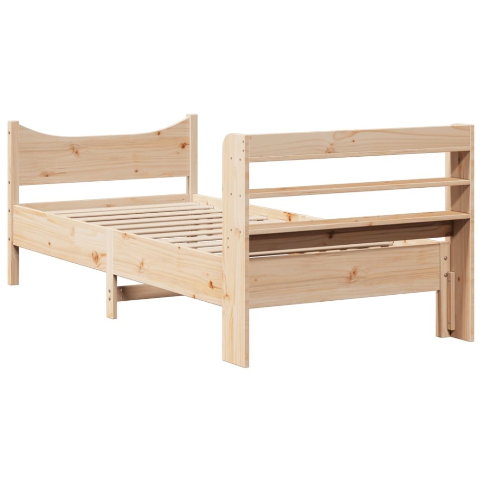 Estructura de cama con cabecero madera maciza pino 75x190