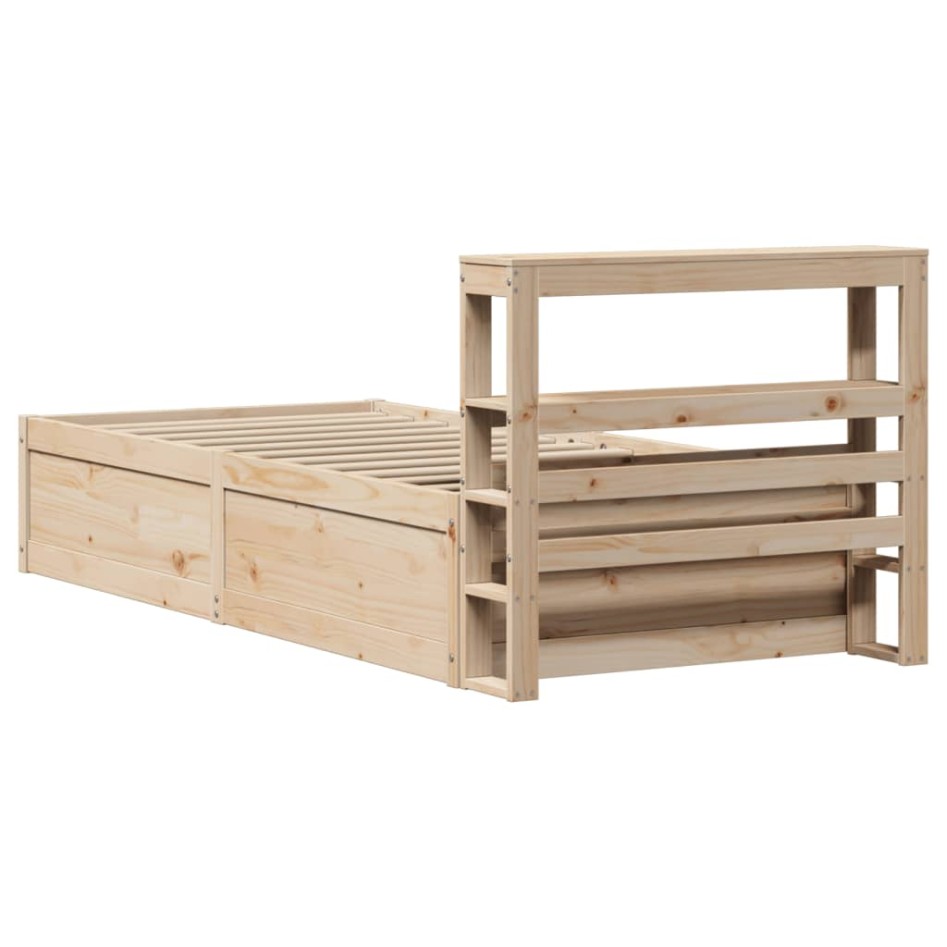 Estructura de cama con cabecero madera maciza pino 90x190