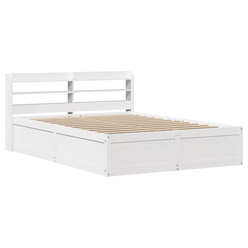 Estructura de cama con cabecero madera pino blanco 140x190