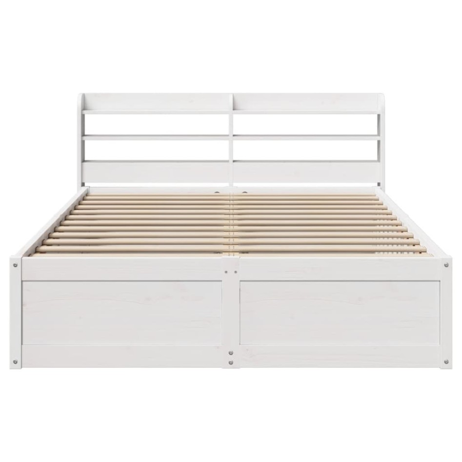 Estructura de cama con cabecero madera pino blanco 140x190