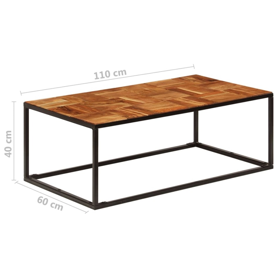 Mesa de centro 110x60x40 cm madera maciza de acacia y