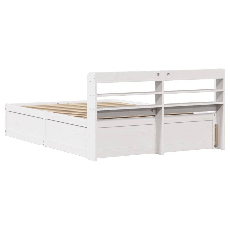 Estructura de cama con cabecero madera pino blanco 140x190