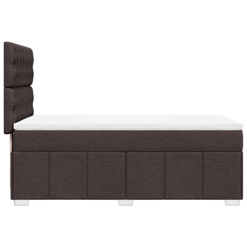 Cama box spring con colchón tela marrón oscuro 80x200