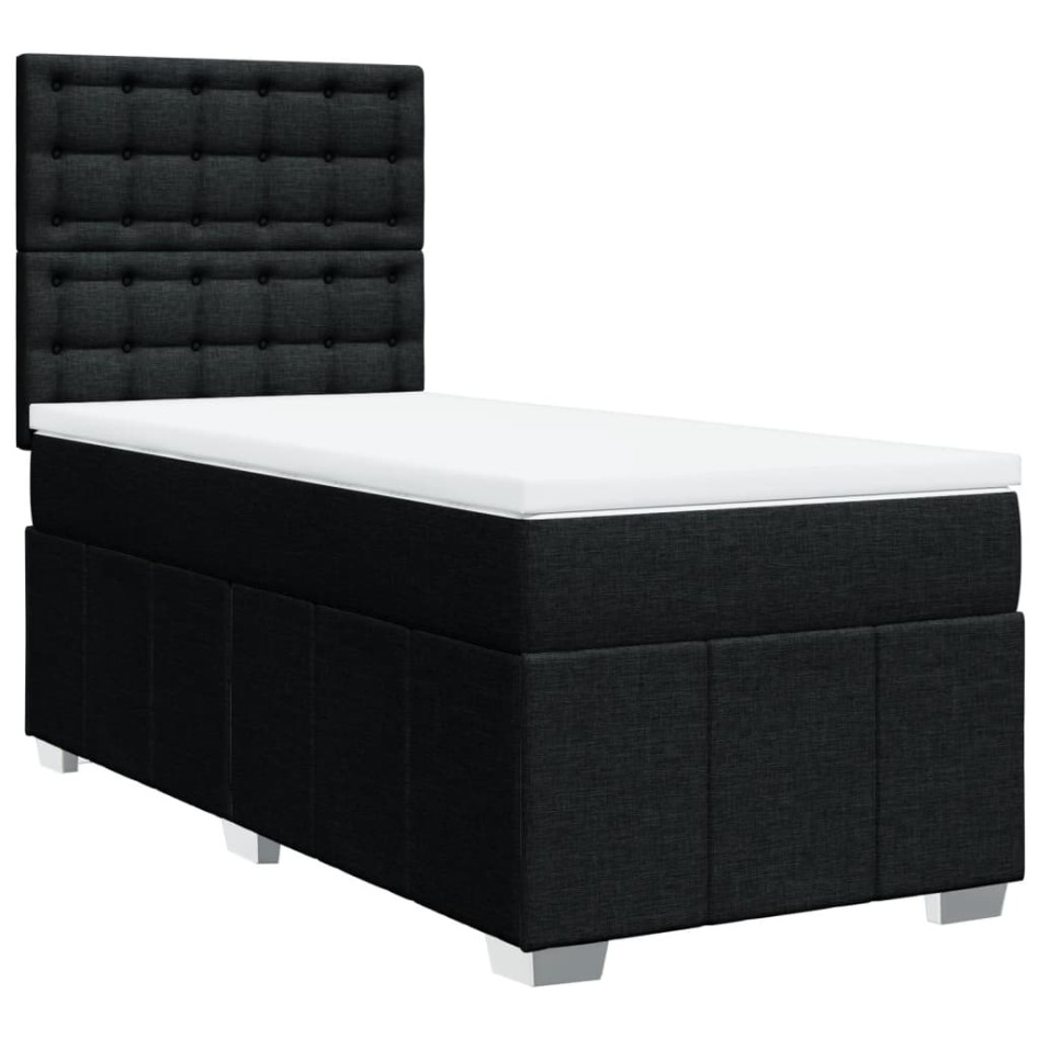 Cama box spring con colchón tela negro 80x200