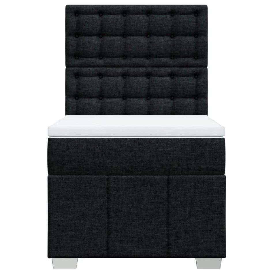 Cama box spring con colchón tela negro 80x200