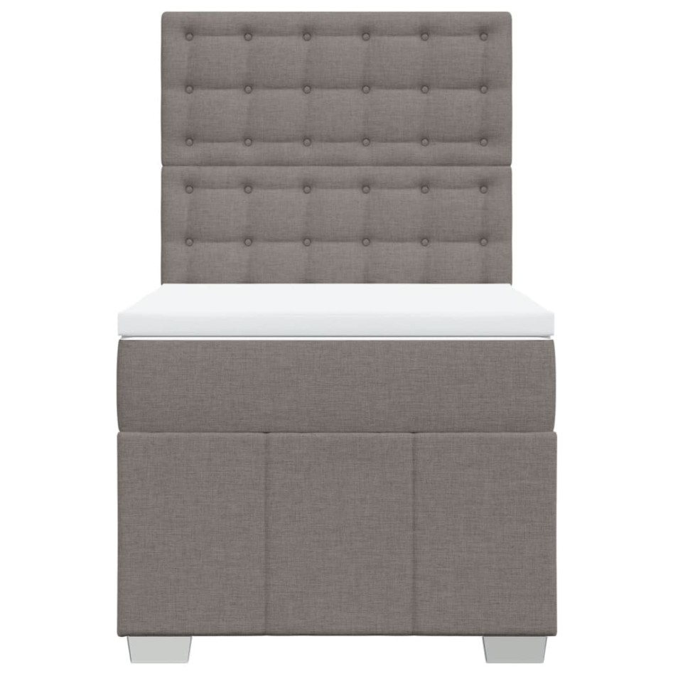 Cama box spring con colchón tela gris taupe 80x200