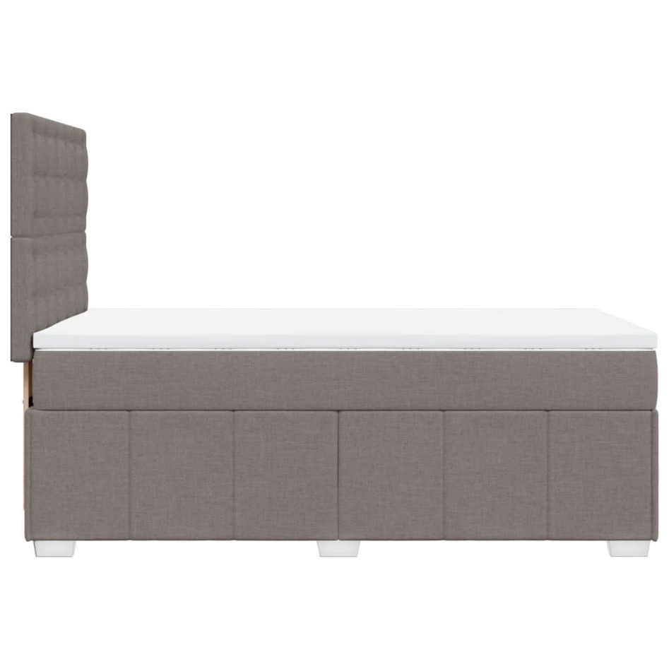 Cama box spring con colchón tela gris taupe 80x200