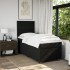 Cama box spring con colchón tela negro 90x190