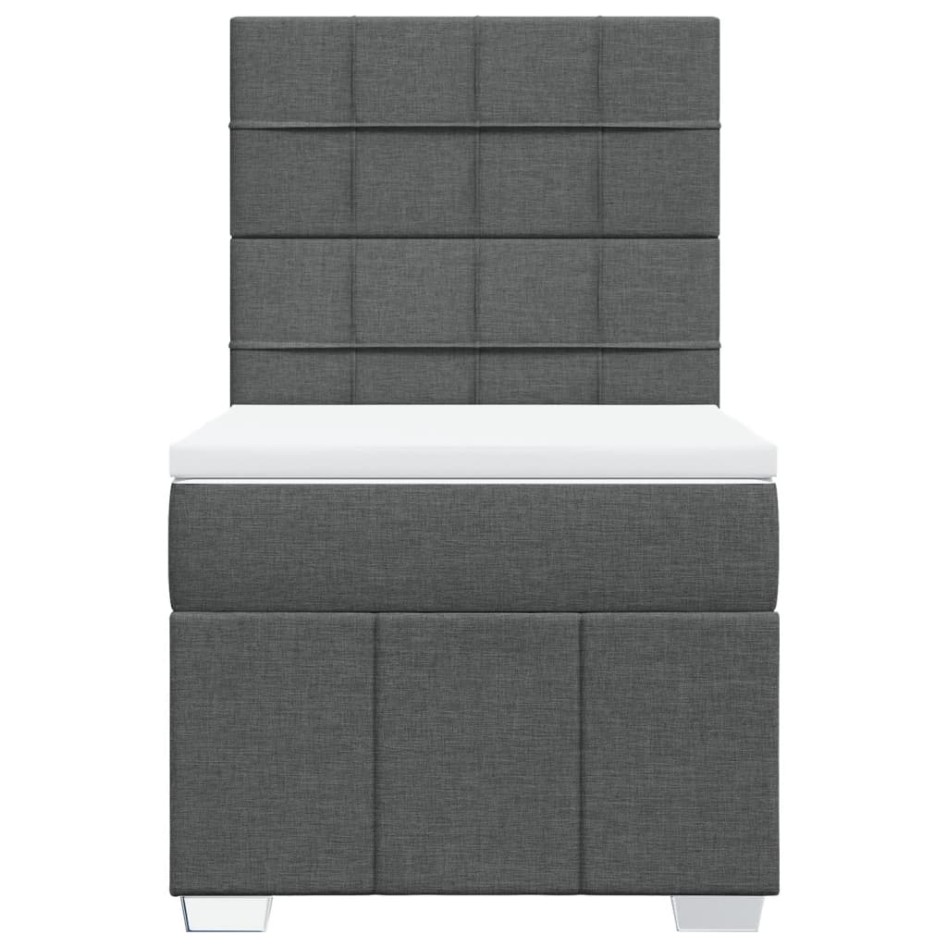 Cama box spring con colchón tela gris oscuro 90x190