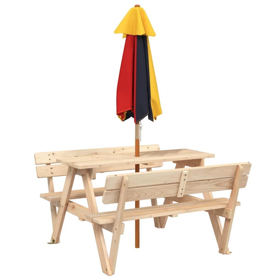 Mesa de picnic para 4 niños agujero para sombrilla madera