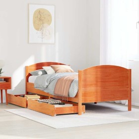 Estructura de cama sin colchón madera maciza marrón 75x190
