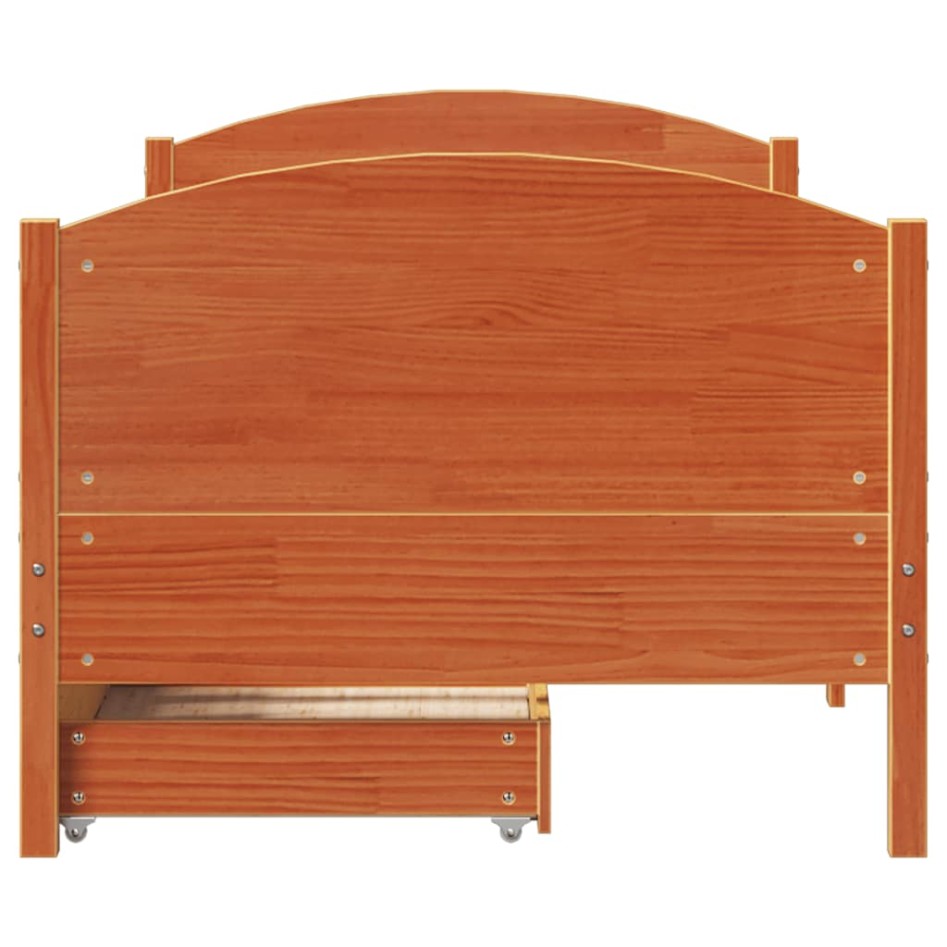 Estructura de cama sin colchón madera maciza marrón 75x190