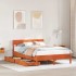 Cama sin colchón madera maciza de pino marrón cera 140x200