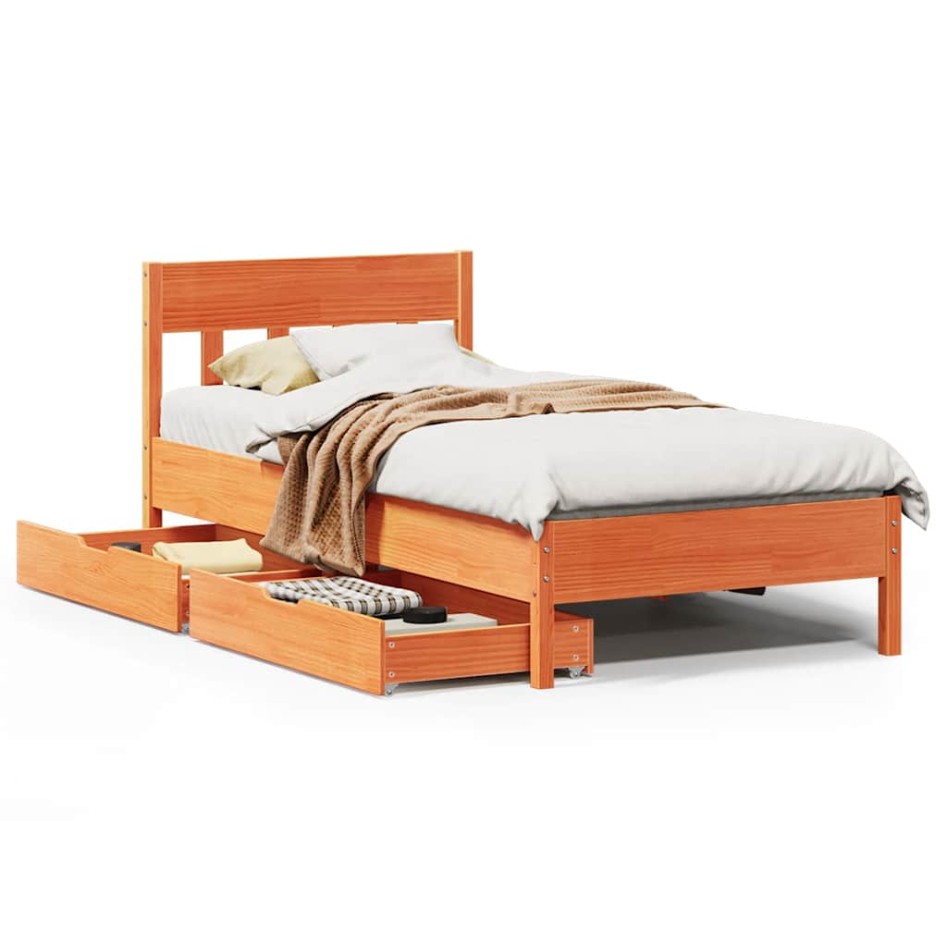 Estructura de cama sin colchón madera de pino marrón 90x200