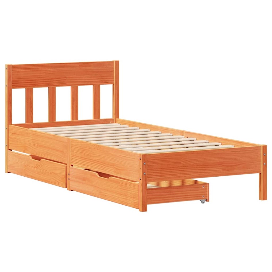 Estructura de cama sin colchón madera de pino marrón 90x200