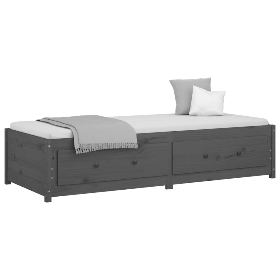 Sofá cama madera maciza de pino gris 90x200