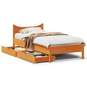 Estructura cama con cajones madera maciza pino marrón