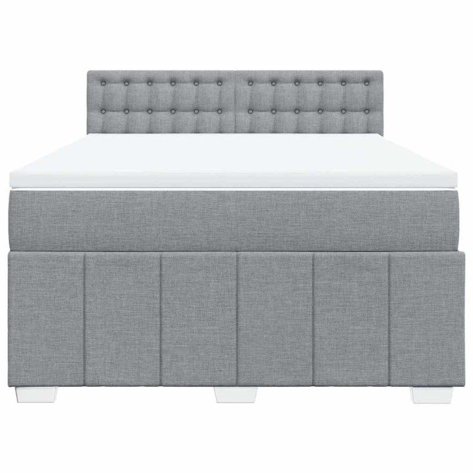 Cama box spring con colchón tela gris claro 140x200